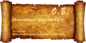 Obermayer Balambér névjegykártya